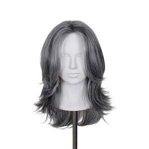 Grey Layered Medium Wig